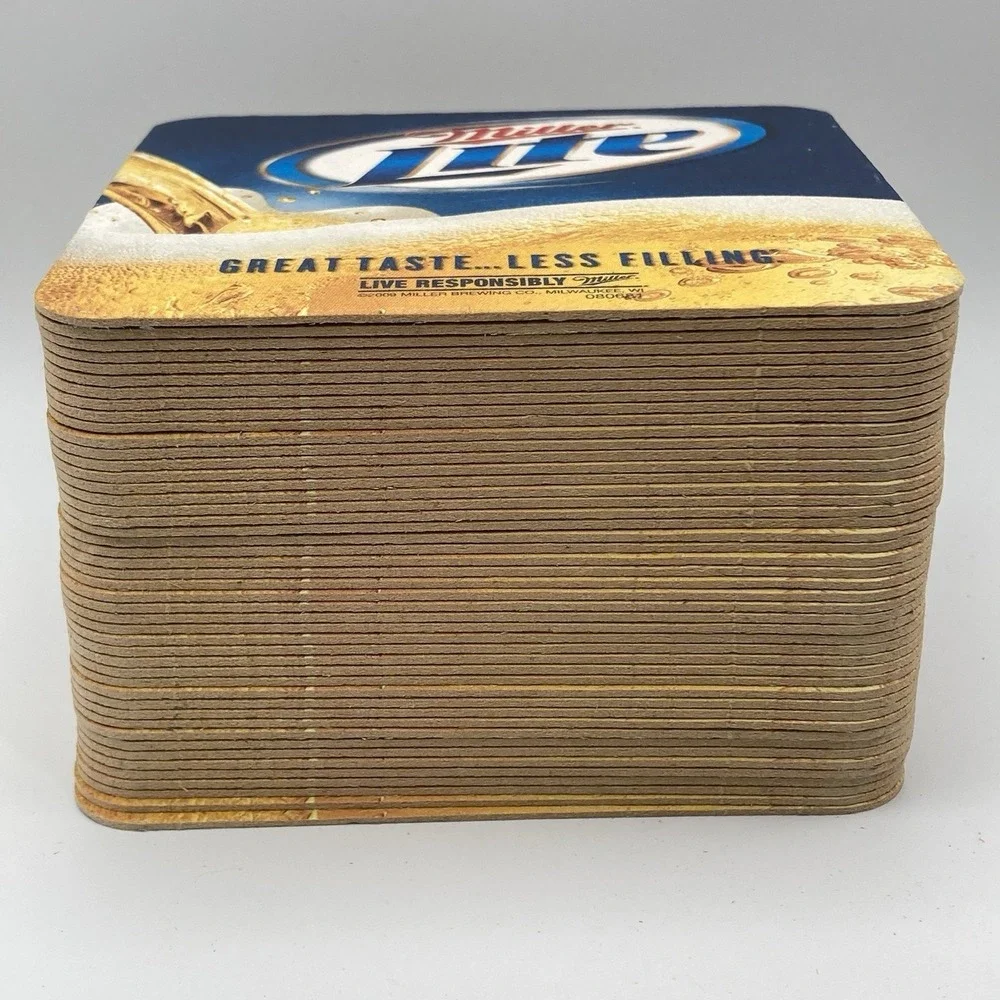 2009 Cardboard Coasters / Miller Lite / Great Taste Less Filling / Pack of 45